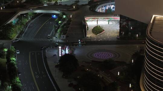 4K厦门五通码头高楼灯塔夜景城市航拍