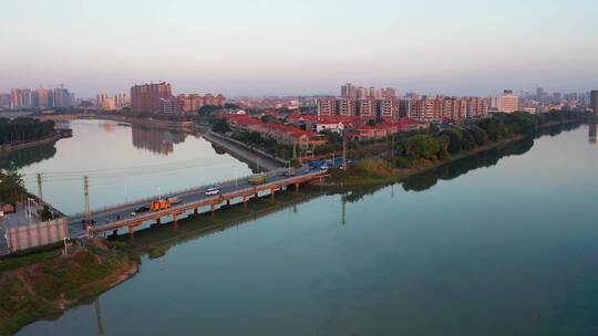 航拍东莞市常平镇东引河和寒溪河