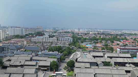 航拍山东青州古城大景古街古巷