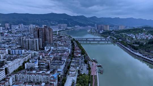 高清航拍广元城市建筑嘉陵江视频素材模板下载