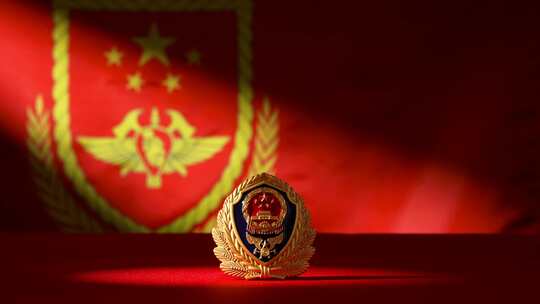 中国消防救援徽章旗帜运镜实拍