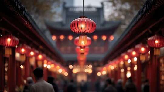 灯笼点亮中国传统节日氛围