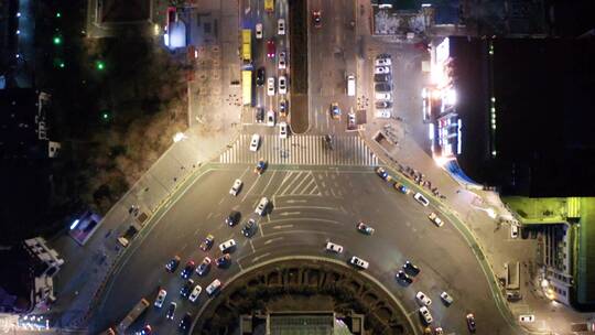 哈尔滨城市道路夜景航拍