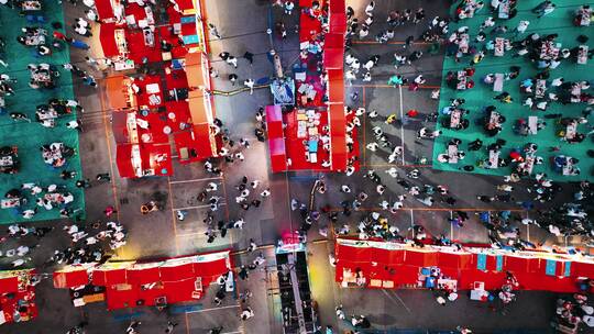 沈阳苏家屯夏季夜市夜景航拍风光