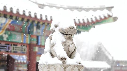 中式古建雪景