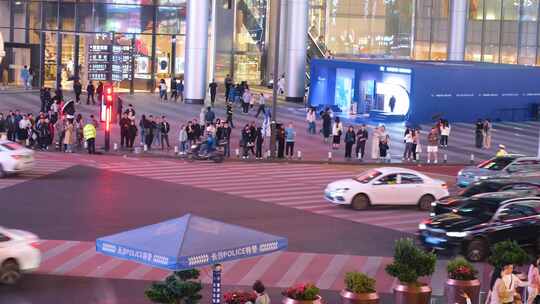 长沙黄兴广场五一广场夜晚夜景车流人流游客