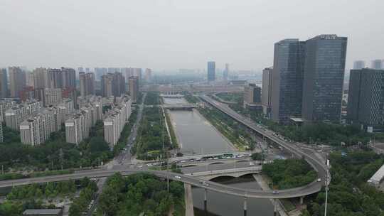 河南郑州东站片区高楼建筑航拍视频素材模板下载