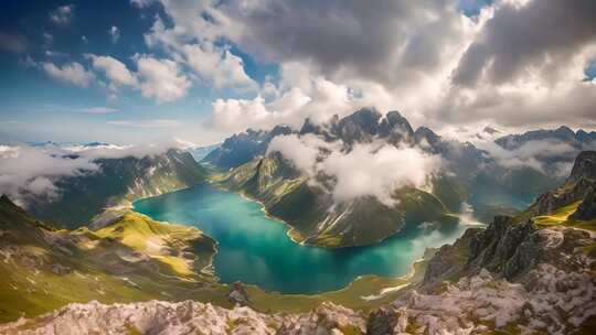 高山湖泊风光壮美景色宜人