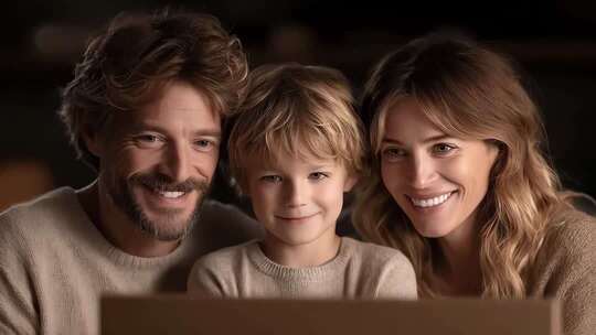 幸福家庭温馨时刻共享屏幕观看内容