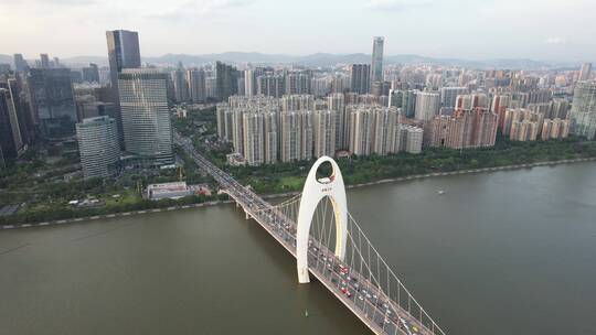 广州猎德大桥城市航拍素材