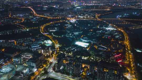 广州官洲生物岛日落夜景延时