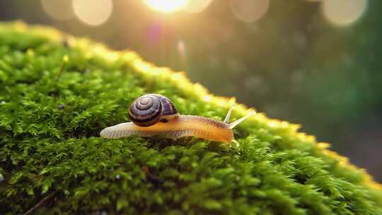 微观世界蜗牛森林 绿色清新自然生命
