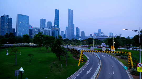 广州珠江新城高楼大厦建筑群交通道路