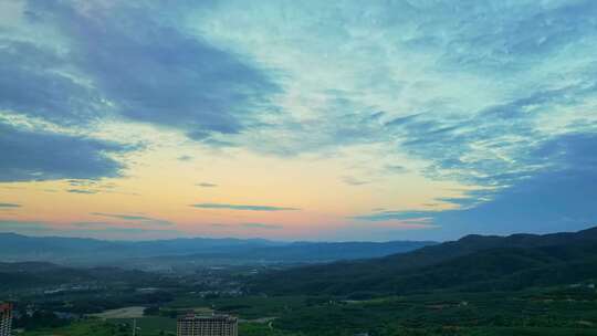 航拍夕阳晚霞天空延时