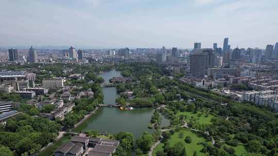 浙江宁波天一阁月湖公园航拍