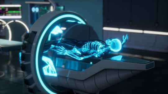 未来高科技医疗人体研究CT扫描技术展示动画