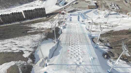 4K航拍 滑雪场雪道 冰雪运动