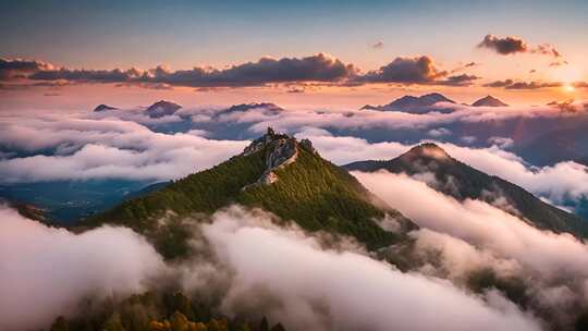 山峦云海日出景观