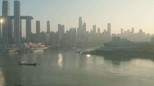 城市-建筑-重庆城市背景下的轮船