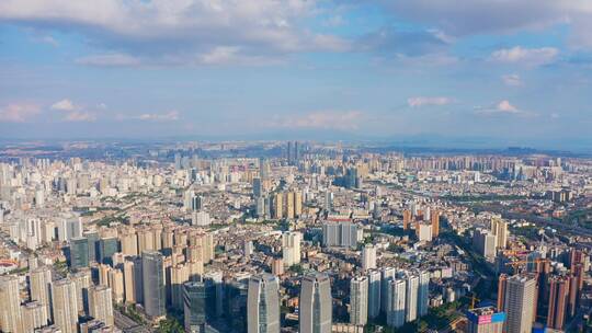 昆明高新科技广场楼顶航拍昆明城市全景