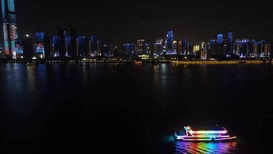 航拍湖北武汉夜景长江夜景江城夜景