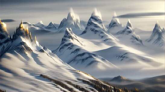 AIGC素材 雪山山峰之巅山脉风景