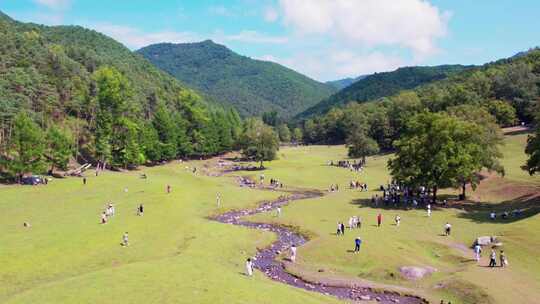 黑龙江伊春飞鹤金山鹿苑风景航拍