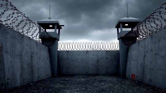 监狱高墙带刺铁丝网围墙