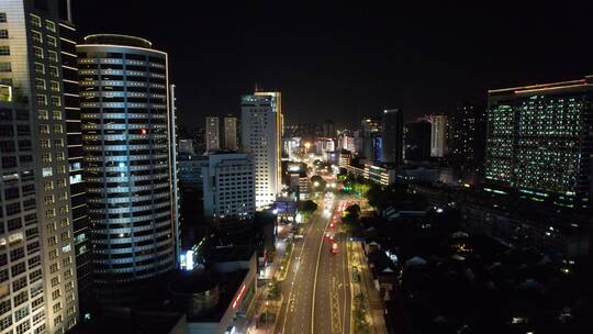 江苏常州城市夜景交通航拍