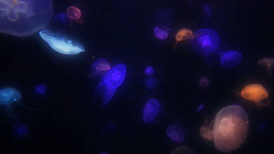 彩色水母、水族馆水母
