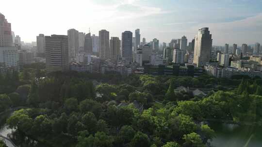 航拍浙江宁波天一阁月湖景区