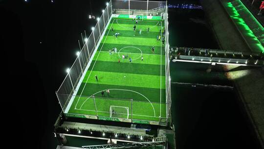青岛海上足球场航拍视频素材模板下载