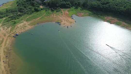 航拍海南松涛水库风光