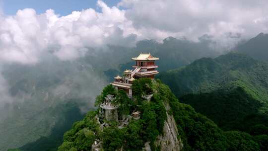 航拍陕西 西安 南五台景区 秦岭山脉