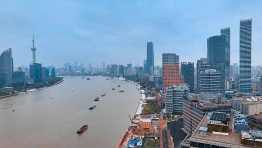 上海黄浦江两岸航拍风光视频素材模板下载