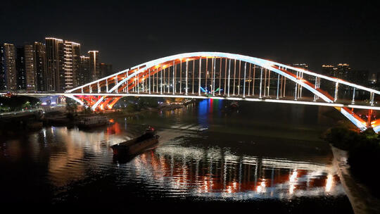佛山东平河东平桥夜景航拍视频视频素材模板下载