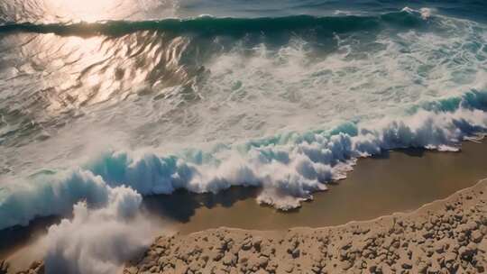 海滩海浪航拍全景