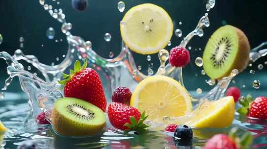 水果入水溅起水花瞬间