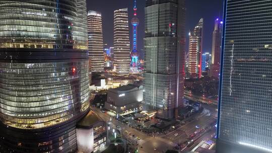 上海陆家嘴夜景璀璨灯光秀全景