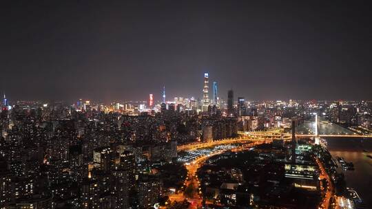 上海南浦大桥夜景延时航拍