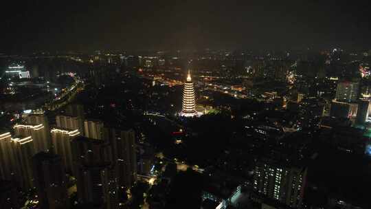 江苏常州城市夜景灯光航拍