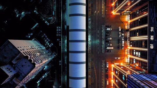 上海金沙江路夜景航拍视频素材模板下载