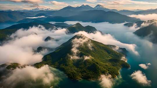 山峦云海森林航拍全景