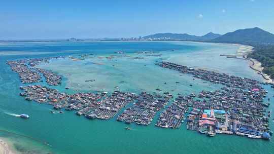 海南陵水疍家鱼排玻璃海海湾玻璃海航拍