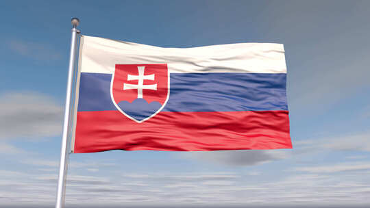 斯洛伐克国旗动画与天空和云