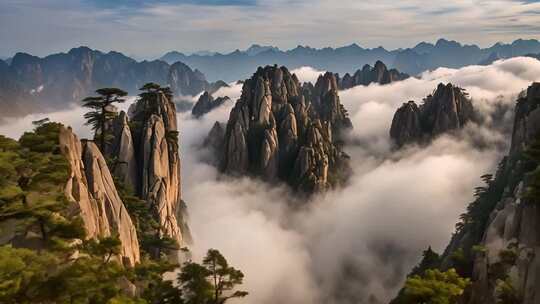 黄山云海壮丽山景