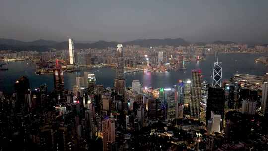 香港 维多利亚港夜景航拍