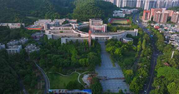 广东中学校园航拍广州市第二中学科学城校区