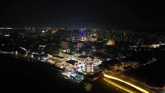 广东惠州合江楼夜景航拍