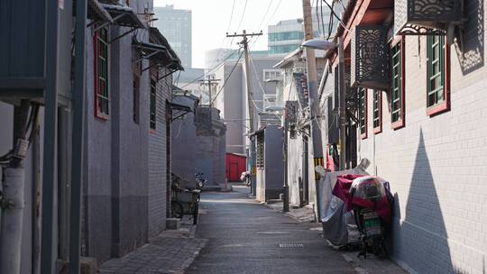 北京四合院胡同冬日街景